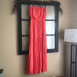 Socialite Coral strapless flowy long dress